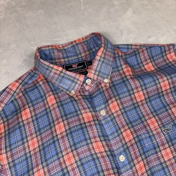 Vineyard Vines Performance Slim Fit Tucker Shirt Men’s Size Large Plaid Pink - Picture 1 of 7